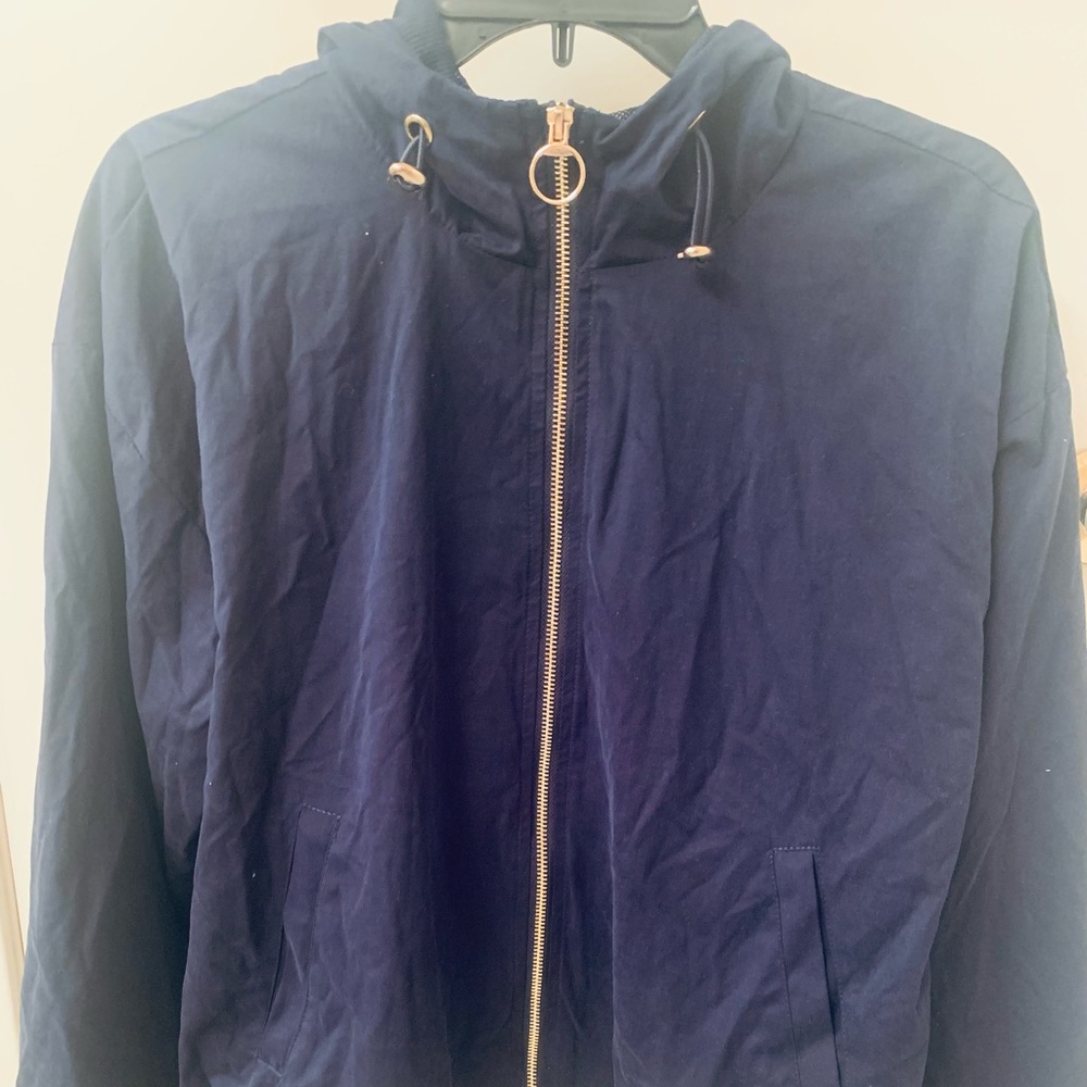 Forever 21, Large, Navy blue, zip up jacket with hoodie